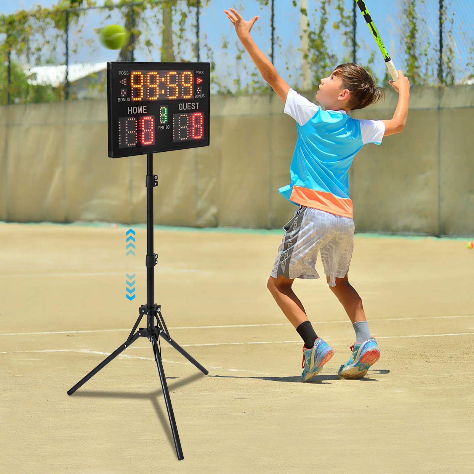 Anzeigetafel Elektronisch, Led Anzeigetafel Fussball mit Fernsteuerung und Stativ, mit Erinnerungston und Countdown-Funktion Scoreboard für Basketball, Volleyball Badminton Indoor Outdoor Sports