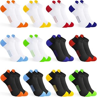 Boys Socks 12 Pairs Girls Ankle Socks Athletic Cotton Socks Half Cushioned Low Cut Socks For Kids 5-14Y