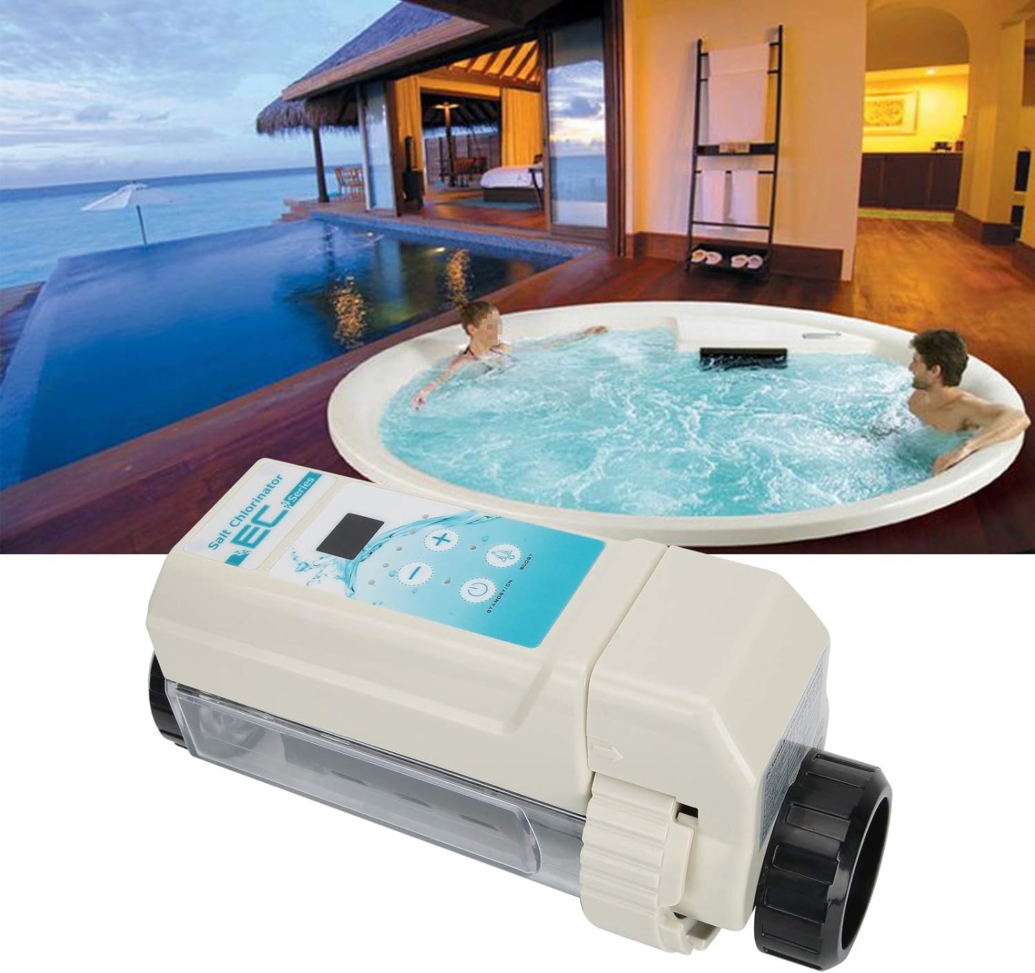 Électrolyseur Au Sel 12 G/h, Système De Nettoyage Automatique pour Piscine.