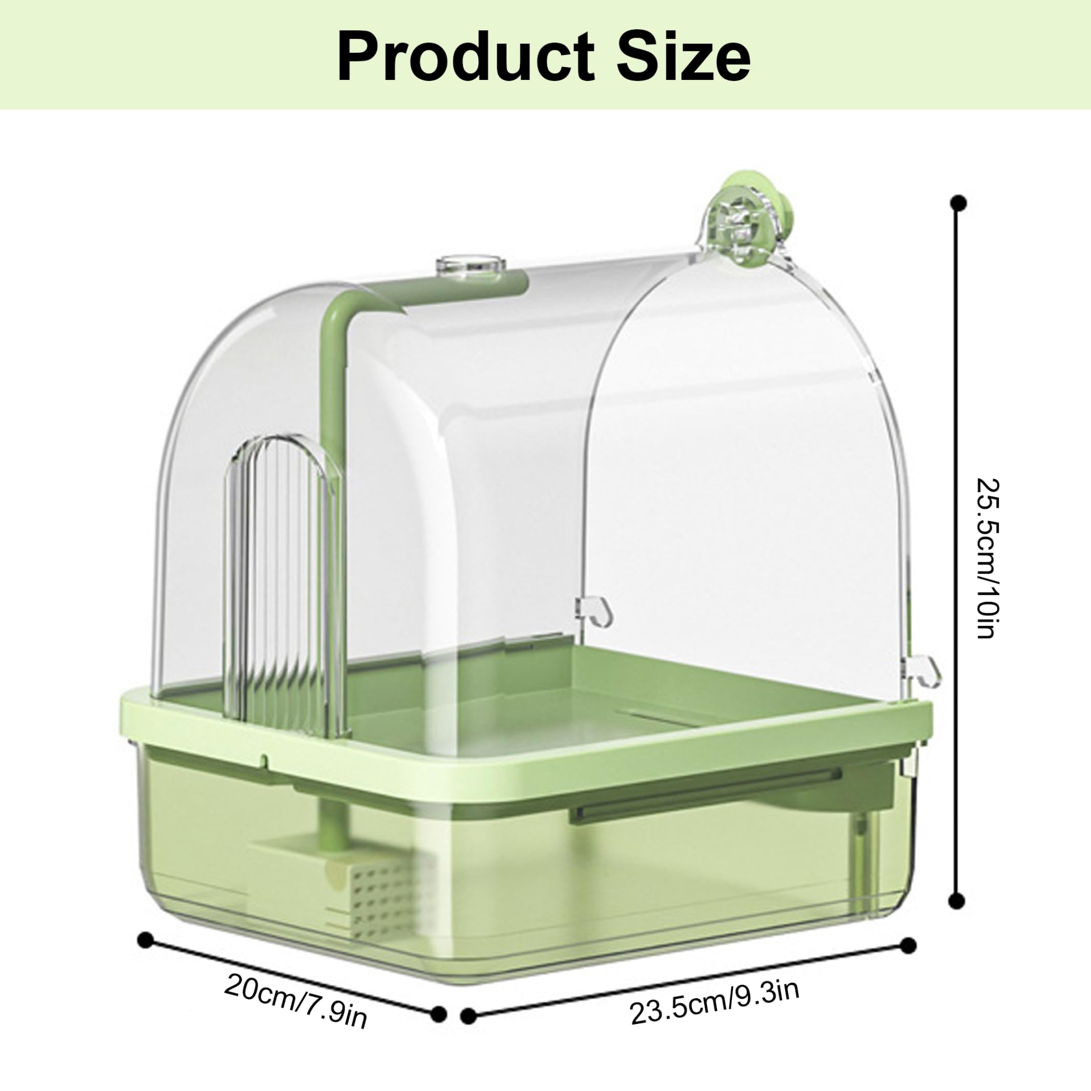 Abbeveratoio automatico per uccelli da interno, pappagallo trasparente con accessori per gabbia filtrata circolante, verde