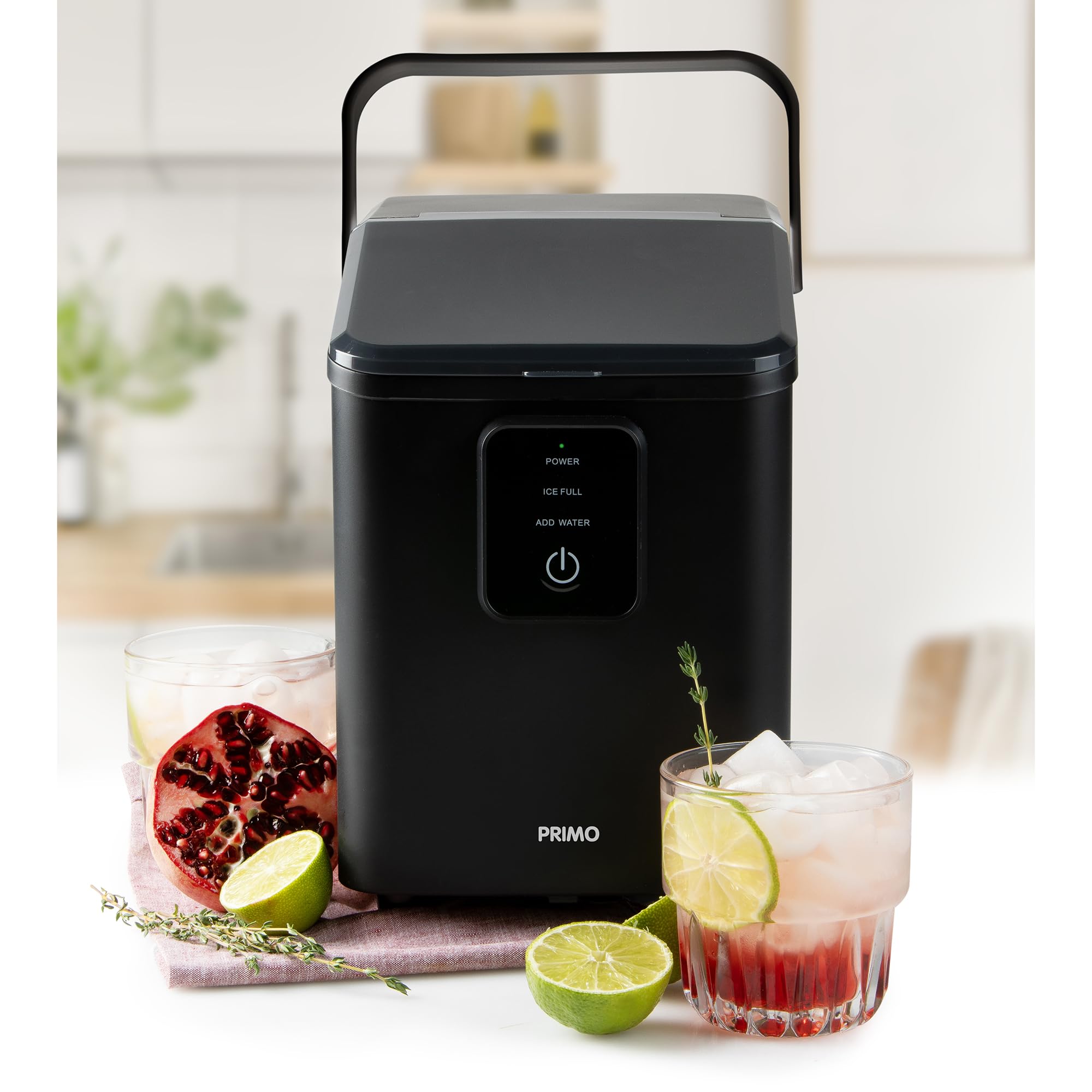 PRIMO PR409IB Machine à glaçons - Machine à glaçons avec pelle à glace - 1L - 12kg/24h - 9 min - Noir mat