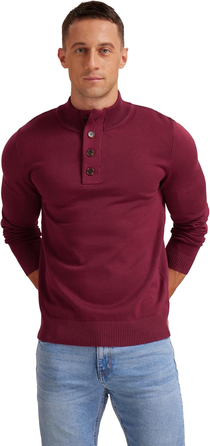 Men's Casual Knitted Mock Neck Pullover Sweater - Image 2
