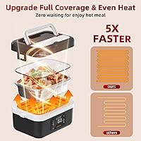 Vista 6 de Fiambrera recargable autocalentable, 16,000 mAh, inalámbrica eléctrica, calentador de alimentos con calefacción programada automática, calentador