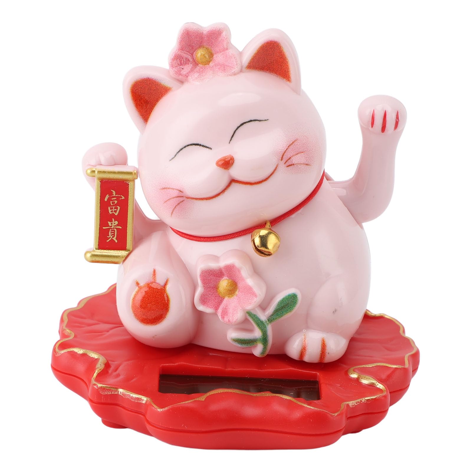 Asixxsix Solar Waving Cat, Lucky Cat Waving Arm Solar Powered, Good Luck Wealth Welcoming Cats Home Display Car Decor, Good Luck Fortune Cat, Solar Fortune Cat Statue