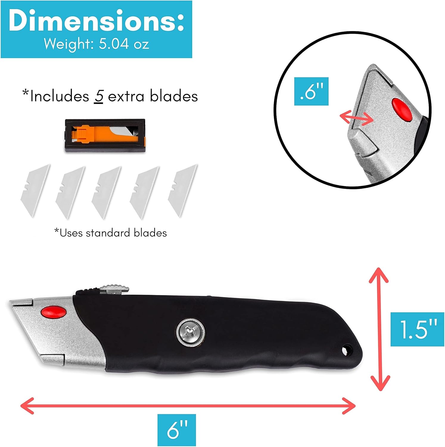 Internet's Best - Utility Knife - Premium & Classic Box Cutter, Retractable Razor