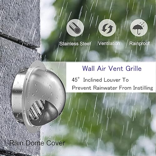 Miniatura 5 de Salida de ventilación de pared de acero inoxidable 304 de ventilación duradera de 2 a 11 pulgadas, cubierta de ventilación redonda para extractor