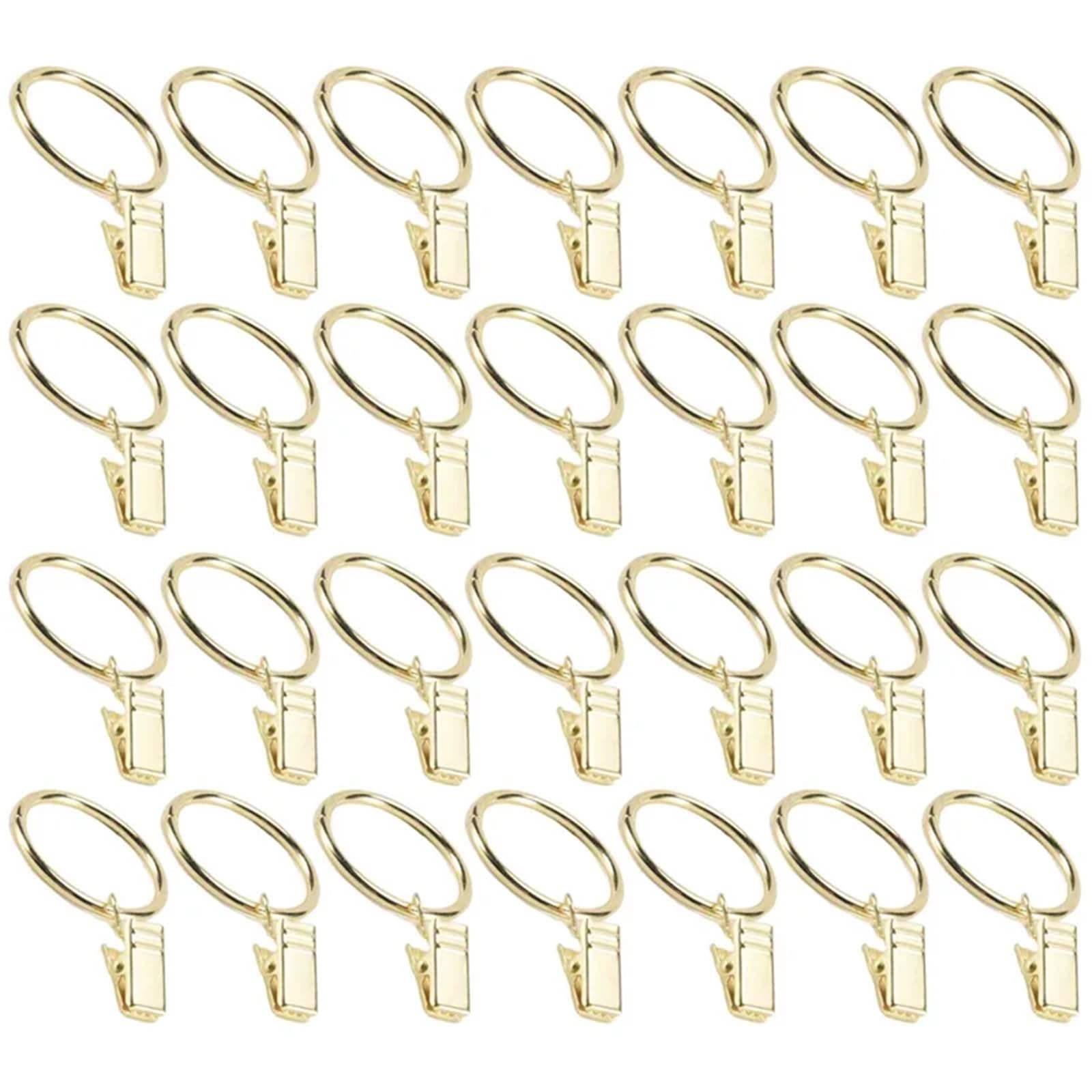 40PCS Curtain Rings with Clips, Strong Drapery Clips Hooks On Tension Rod Bracket, 1.26 Inch Interior Diameter