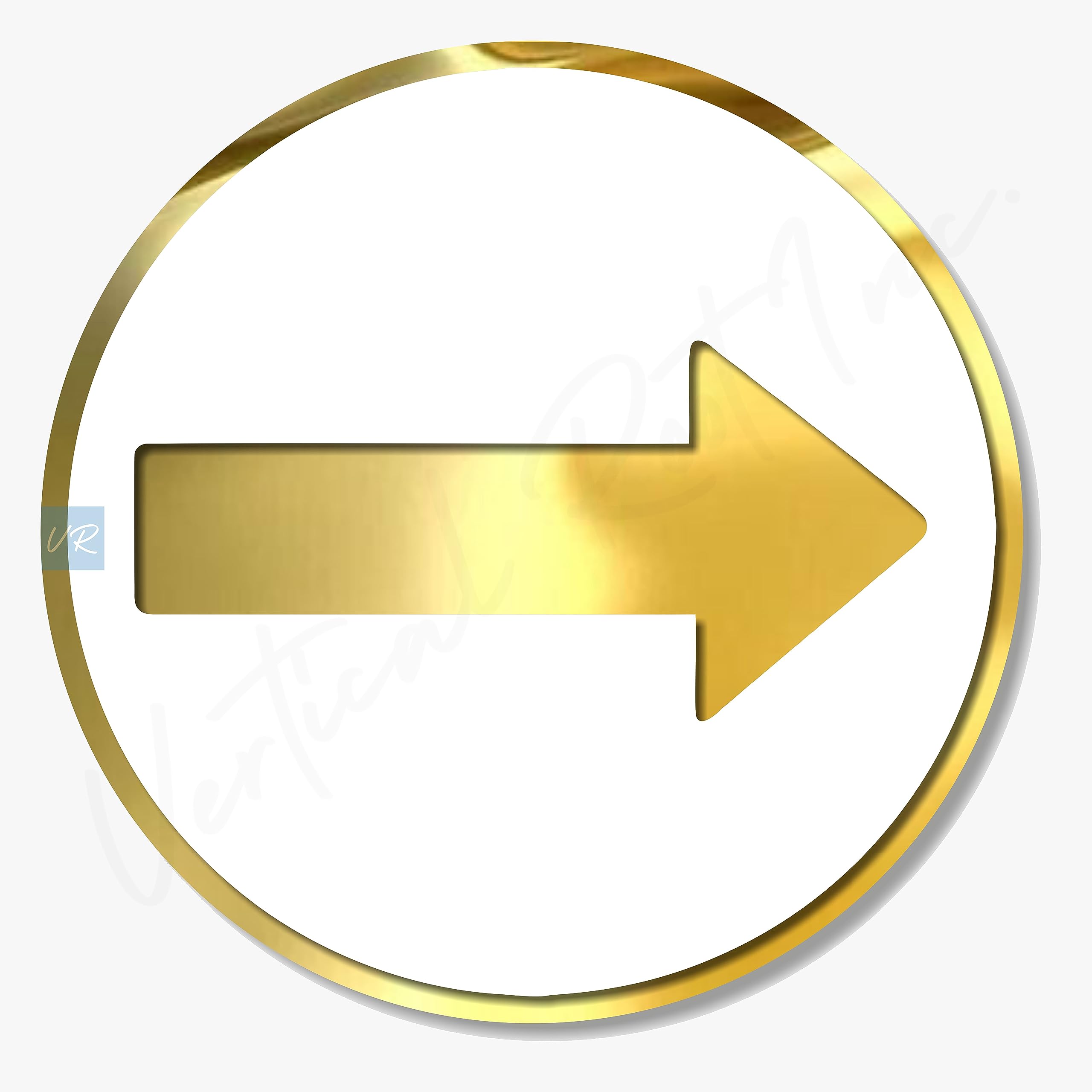 Vertical Root Inc® Premium WHITE & GOLDEN Finish Acrylic Arrow DIRECTION Glass DOOR Sign Easy to Mount Self-Adhesive, Signage for Office Hotel Society Resort Business Corporate Hospital