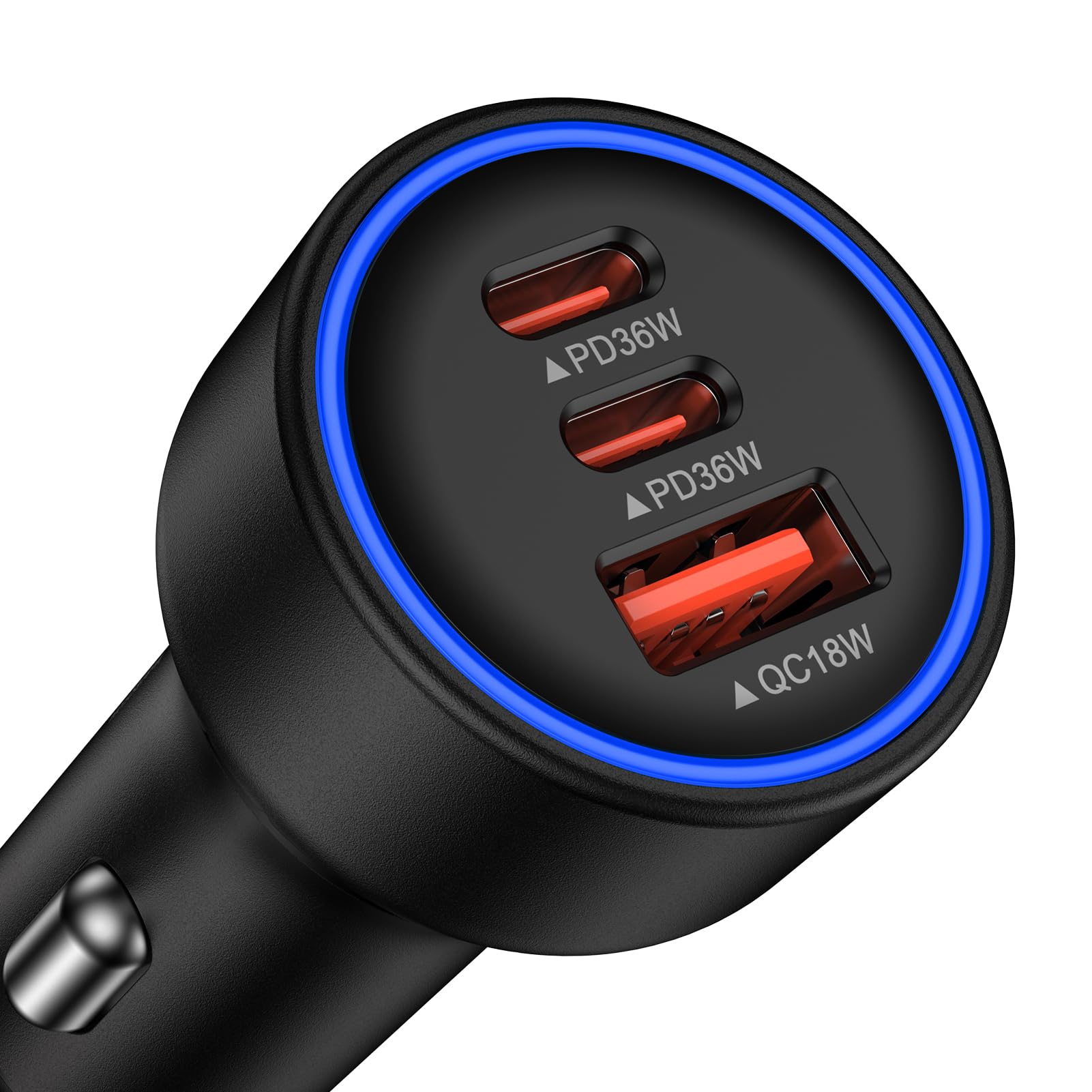 Adaptador de cargador de coche rápido de 3 puertos de 12 V, enchufe de vehículo - USB C y USB A de carga rápida - Cargador de coche para iPhone 17 Pro Max Air 17e 16e 16 15, Samsung S26