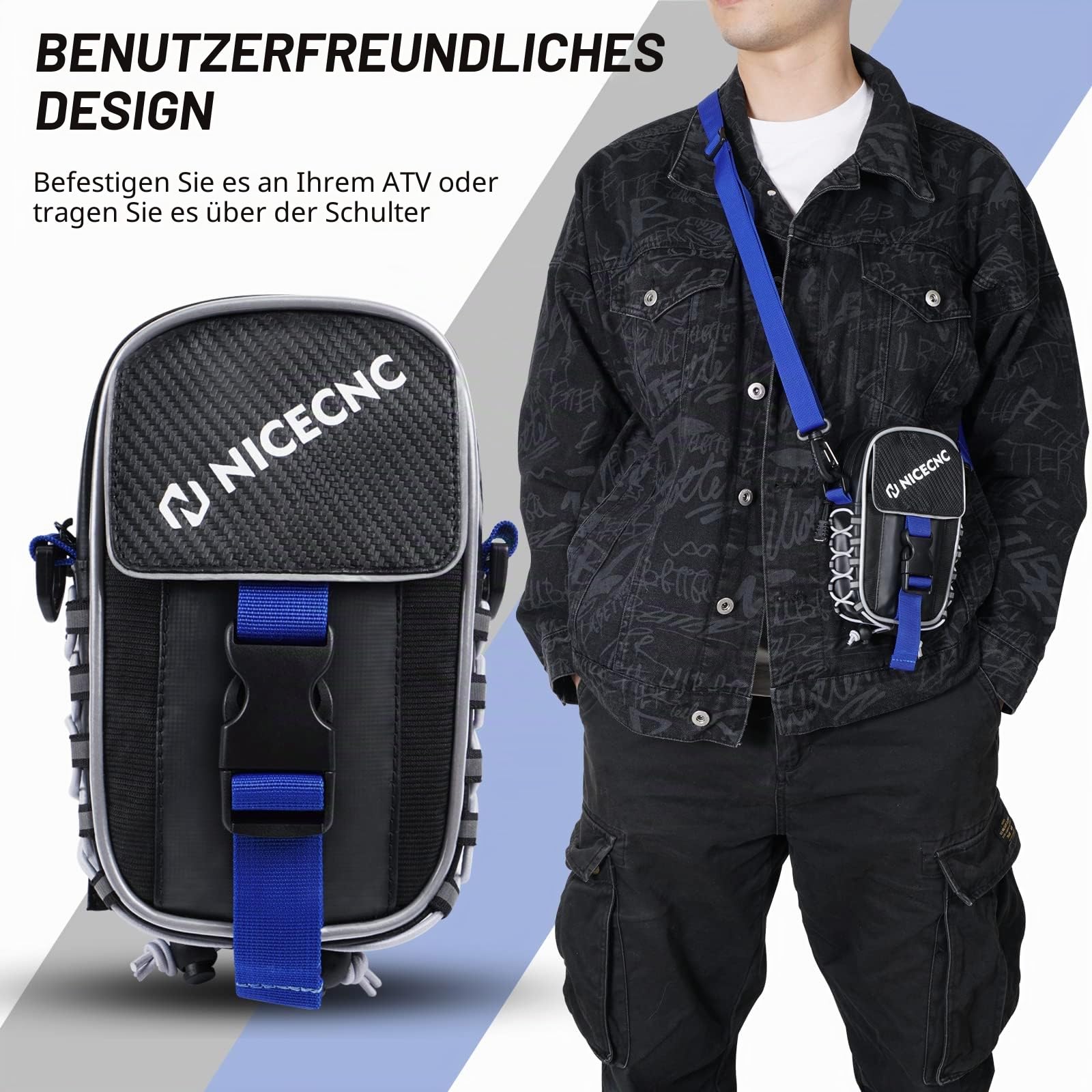 NICECNC Raptor 700 Fender Bag ATV Aufbewahrungstasche PVC Stoff Werkzeug Aufbewahrungstasche Reflektierender Streifen Wasserabweisender Reißverschluss Compatible with Yamaha Raptor 700 ATV Zubehör