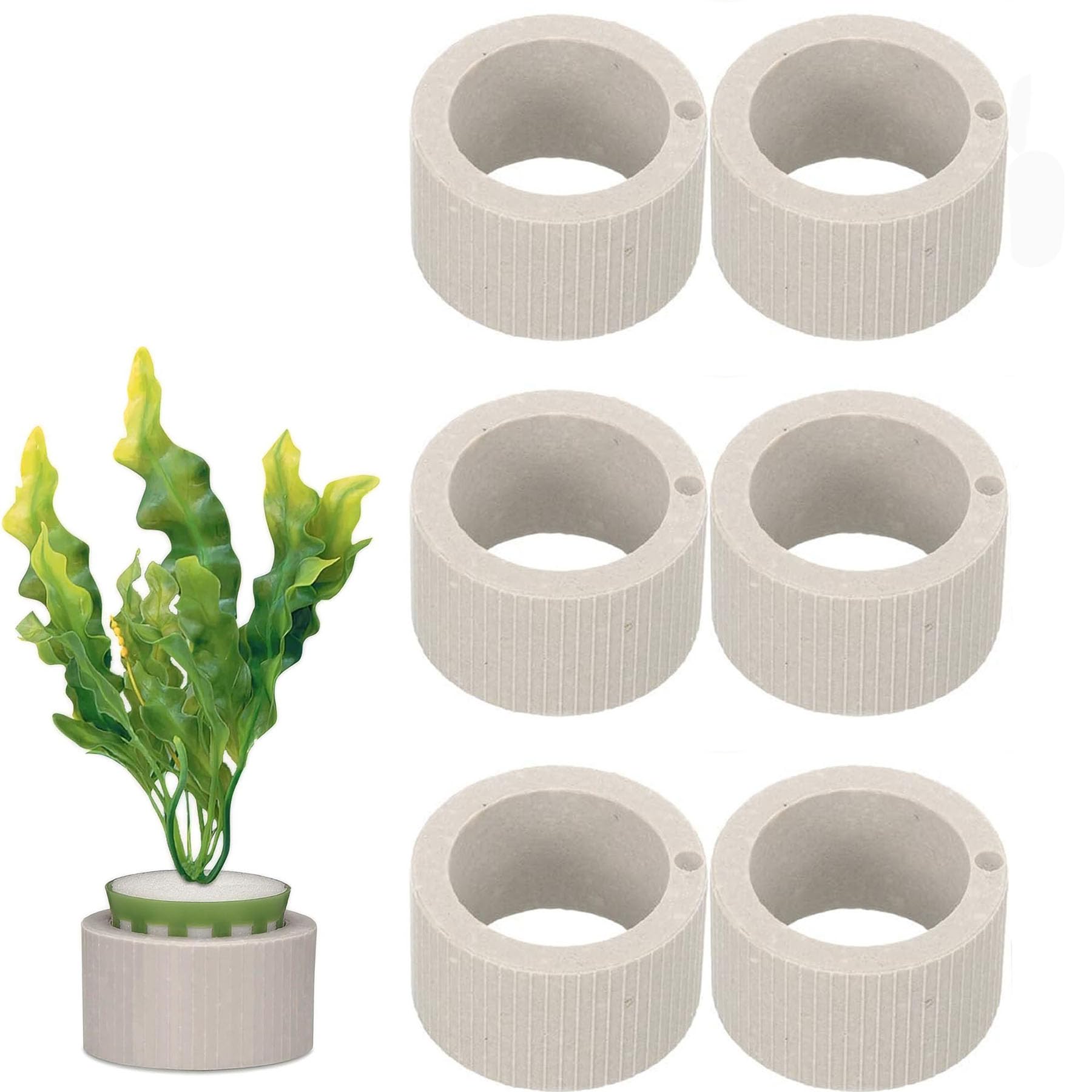 Axyoucun Green 6Pcs Ceramic Underwater Plant Cups Aquatic Plant Holders Fixed Rings For Fish Tank Aquarium Landscape Sturdy Fixing Base For Pools Ponds