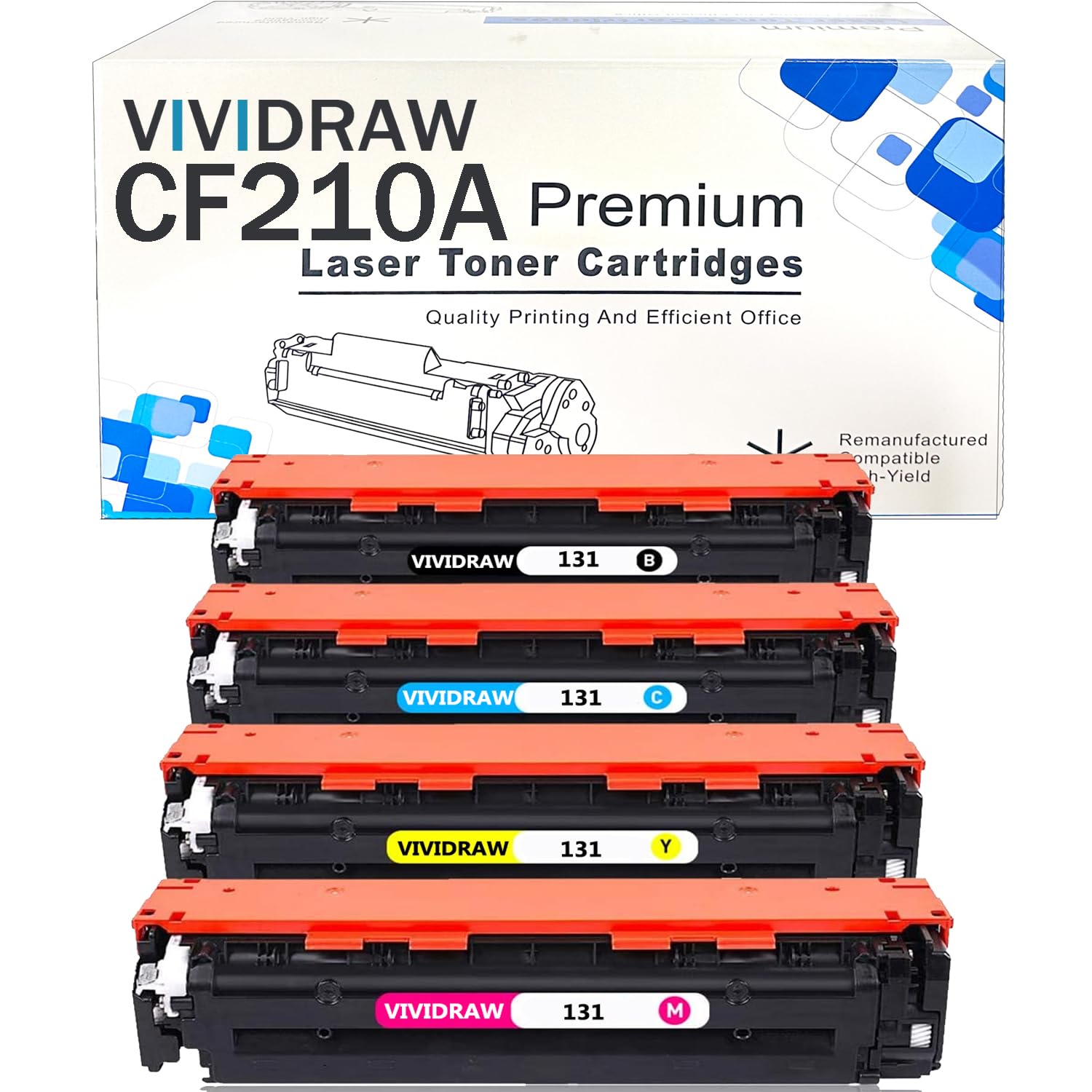 Compatible Toner Replacement for HP 131A CF210A CF211A CF212A CF213A work with HPLaserJet Pro 200 color M251nw M251n M276n M276nw Printer (4 Pack)