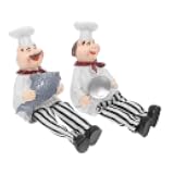 Zerodeko 2Pcs Resin Chef Figurine Ornaments for Kitchen Decor Cute Sitting French Chef Decorative Statue for Tabletop Resin Craft for Home Restaurant and Shelf Display