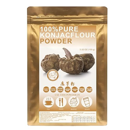 Plant Gift Polvo de Konjak 100% puro, harina de Konjak natural, gran sabor para bebidas, añade sabor y sabor en polvo sin OMG, sin relleno, sin