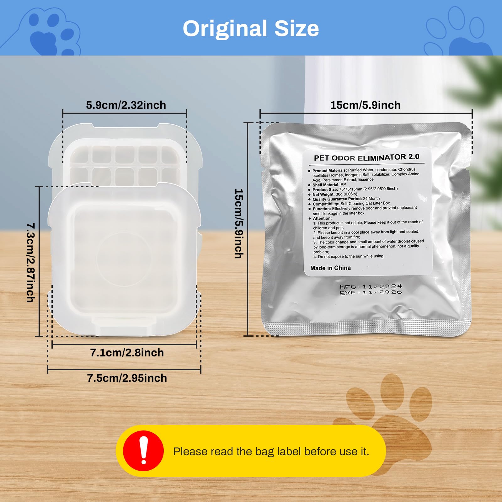 2.0 Deodorante per Toilette per Gatti Autopulente, Feriva Eliminatore di Adori per Lettiere di Gatti, Controllo Degli Odori Fragranza a Lunga Durata, Non Irritante, Alta Sicurezza(Confezione da 6)