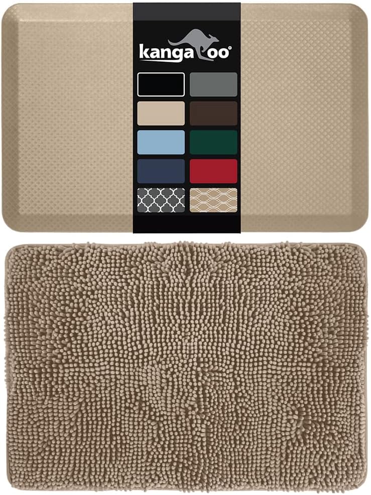 Kangaroo Anti Fatigue Cushion Mat and Chenille Bath Rug