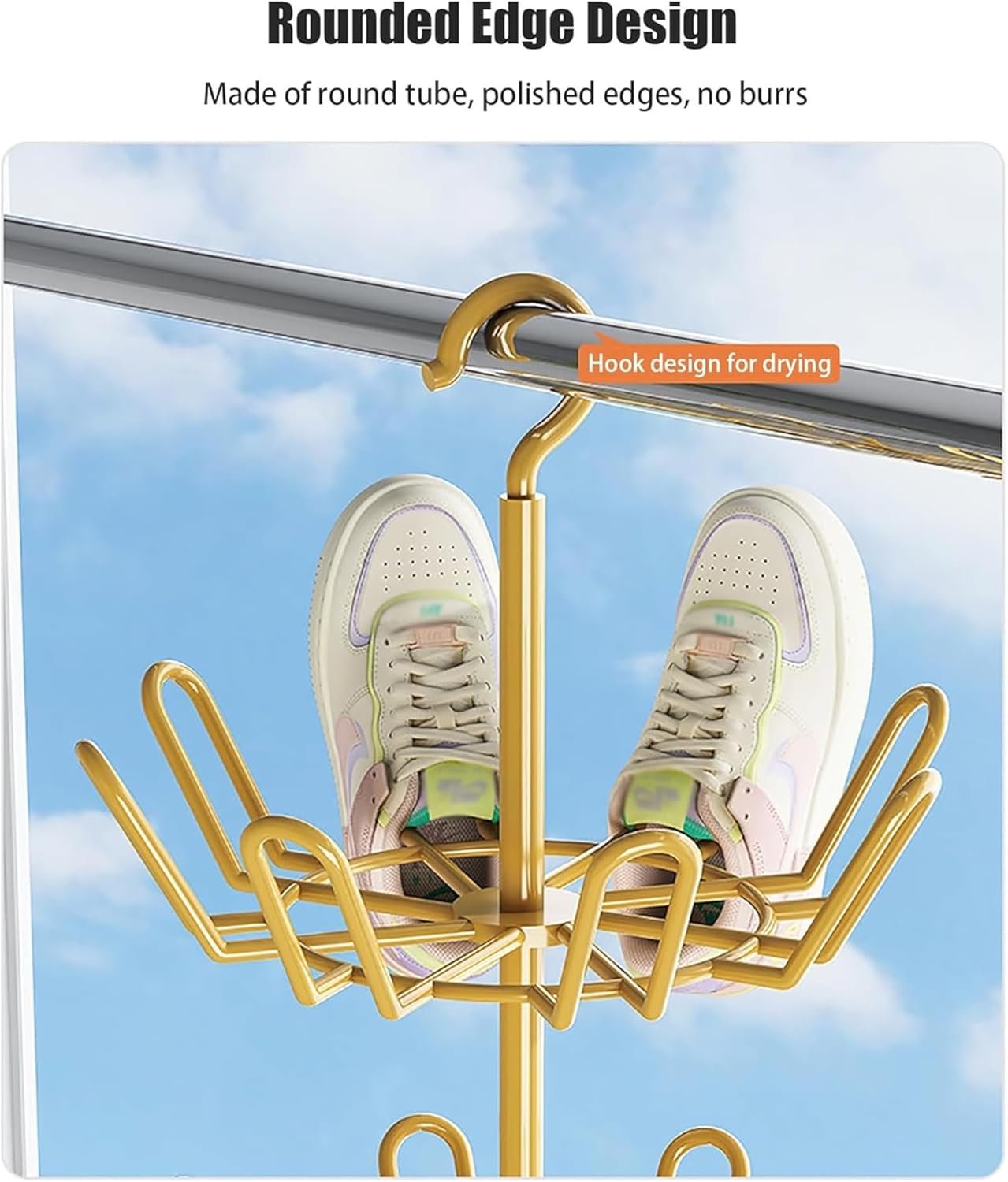 Shoe Tree Rack,Spinning Shoe Rack,Circular Shoe Rack Rotating,Shoe Organizer Spinner,Standing Circular Shoe Rack Turning Shoe Rack(Thicker, Gold),1layers