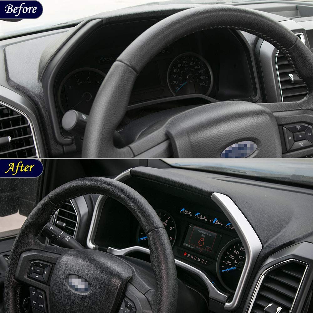 Voodonala Silver Dashboard Trim for 2015 2016 2017 2018 2019 2020 Ford F150 F250 F350 Super Duty(Silver, 3pcs/set)