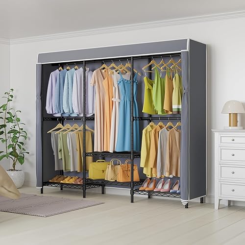 Miniatura 2 de VIPEK V3C - Perchero de ropa cubierto resistente con cubierta y estantes ajustables, armario portátil independiente, armario de almacenamiento de