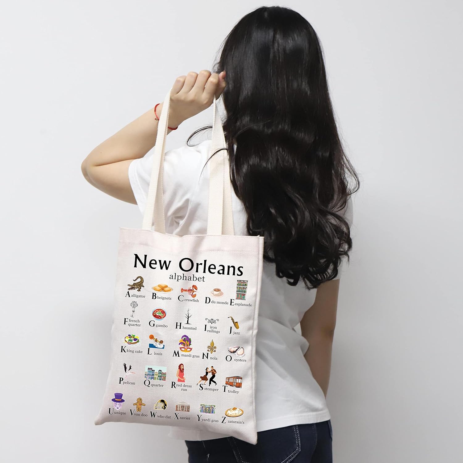 MNIGIU New Orleans Canvas Tote Bag - Welcome Reusable Shopping Bag - Image 7