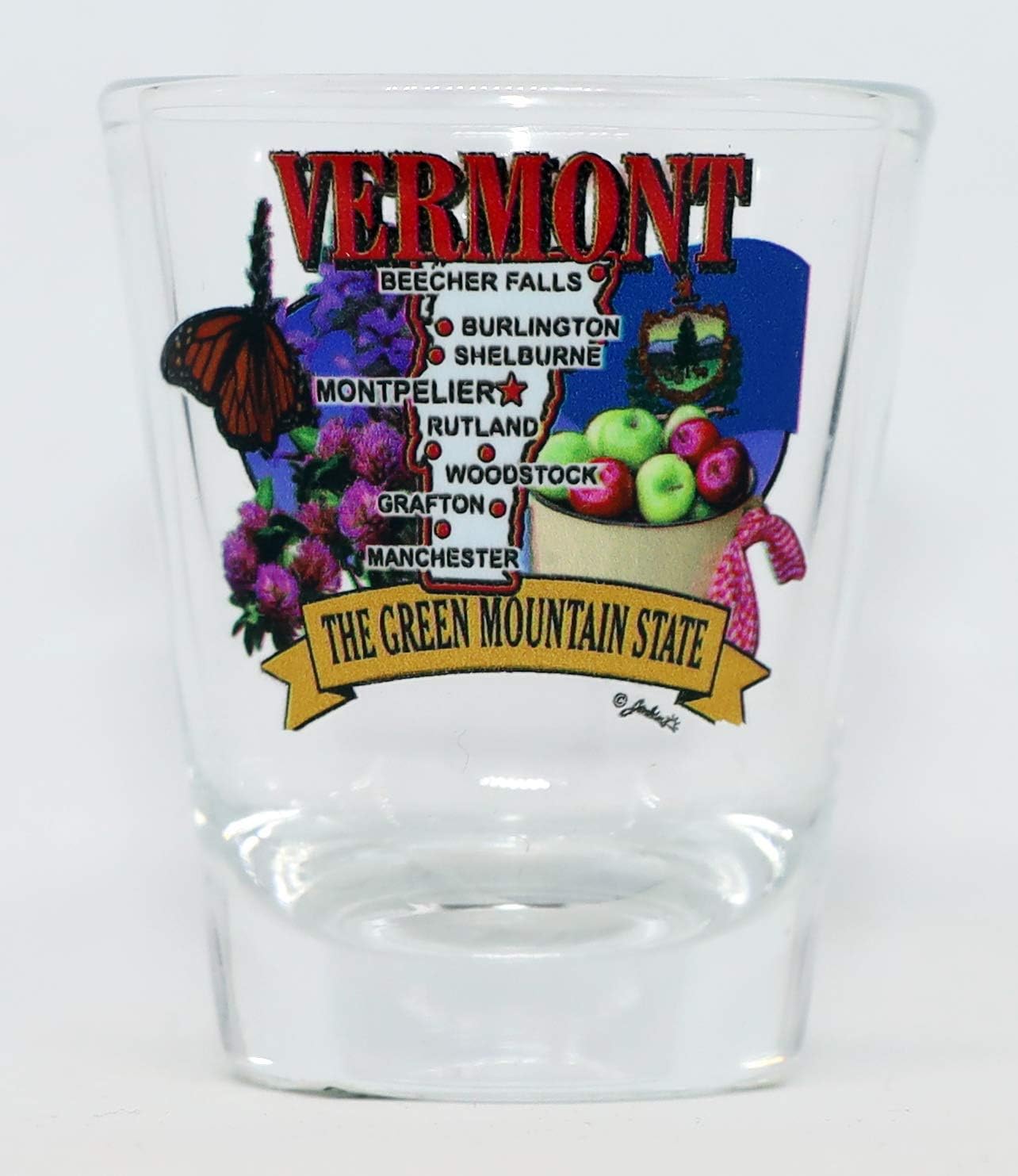 World By Shotglass Vermont United States USA Souvenir Boxed Shot Glass Set (Set of 6)