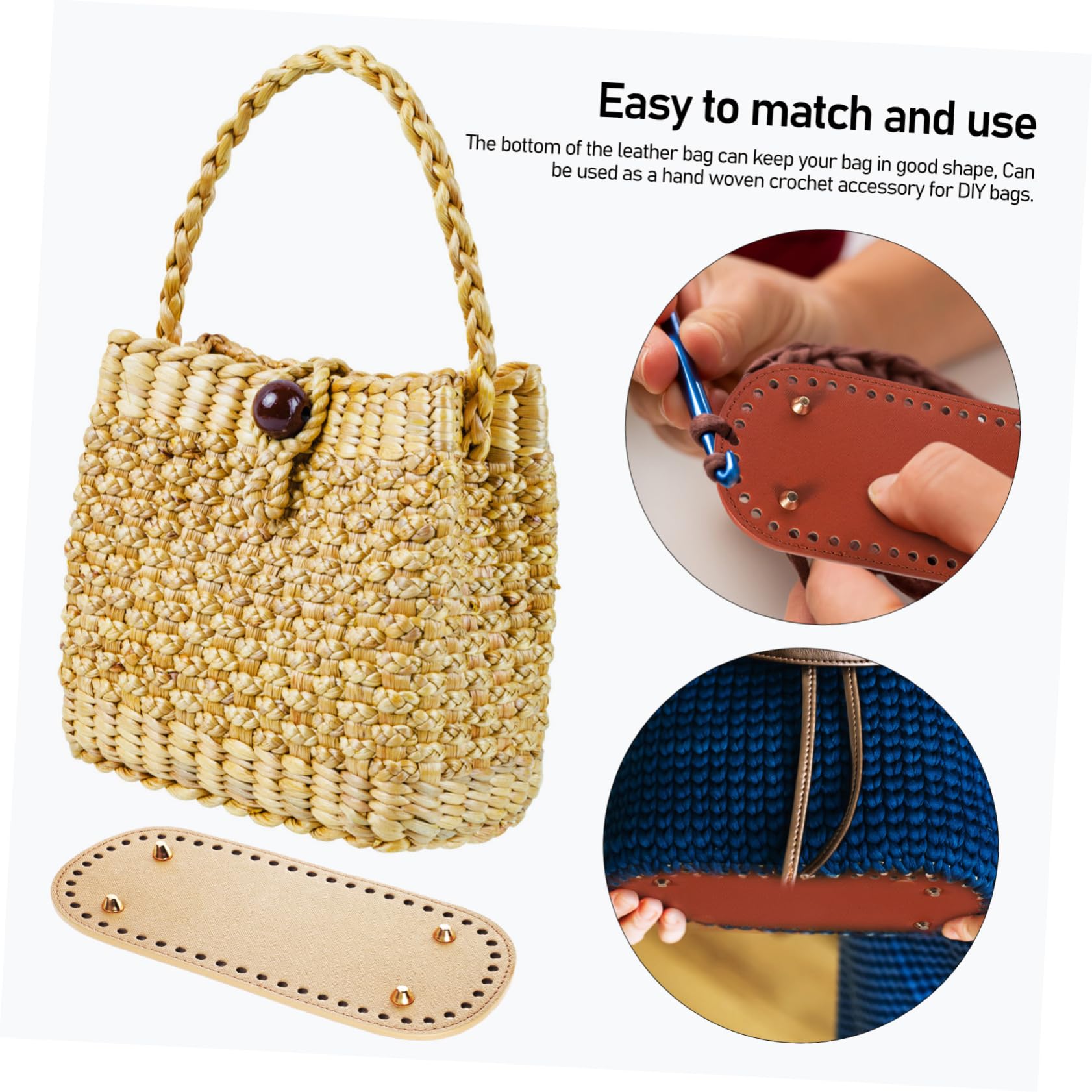 8 Stück Taschenboden aus Pu Leder mit Löchern Oval für Selbstgemacht Handtasche Häkeltaschenformer Einfache Elegante Strickbeutelboden Zubehör