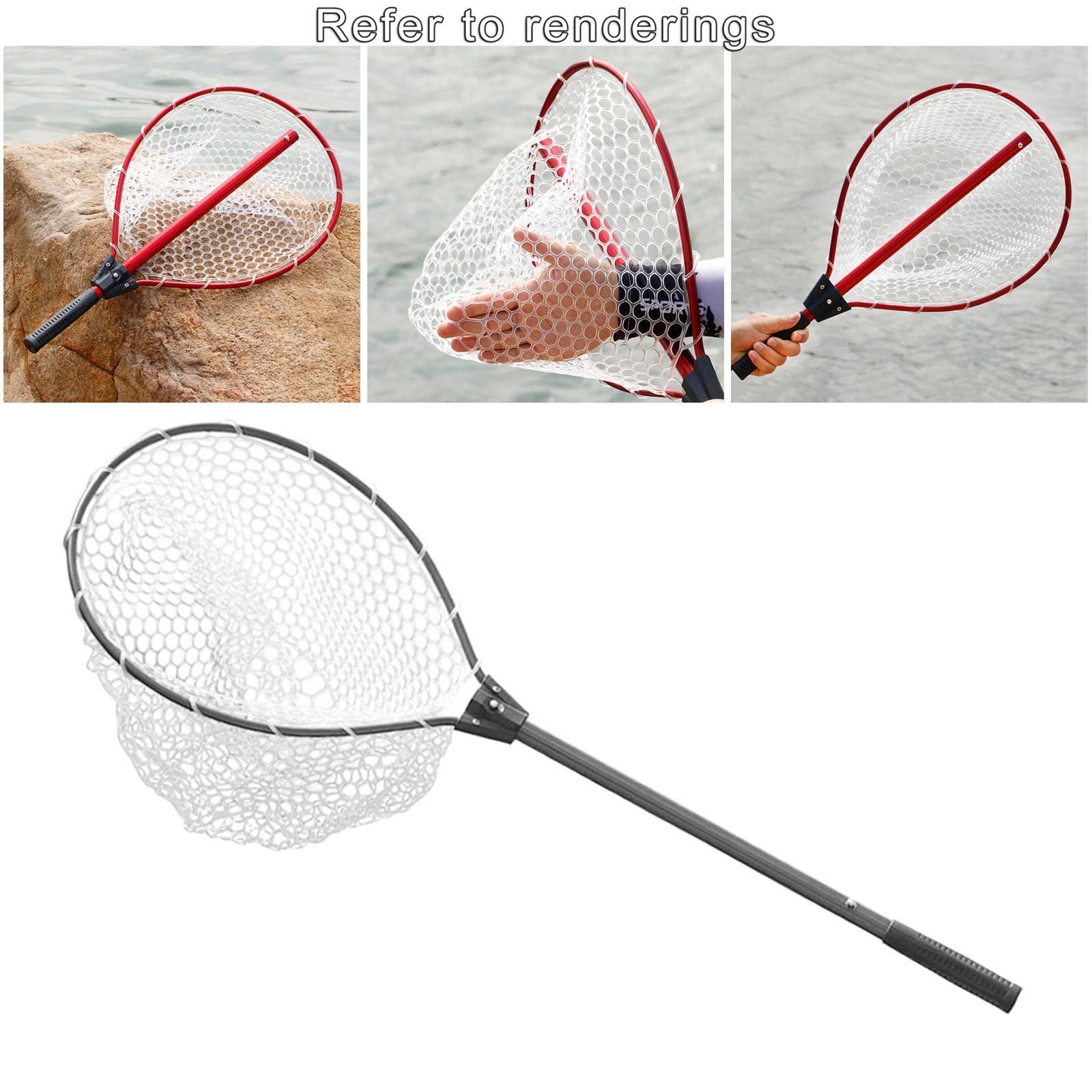 F Fityle Guadino Pieghevole - da Pesca Pieghevoli con Manico telescopico, Rivestimento in Silicone Resistente a Rete Senza, e Rilascio sicuri