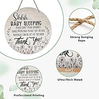 Vista 3 de Deroro Letrero de sueño de bebé para puerta delantera, con texto en inglés "Please Do Not Ring", colgador de puerta de madera para decoración