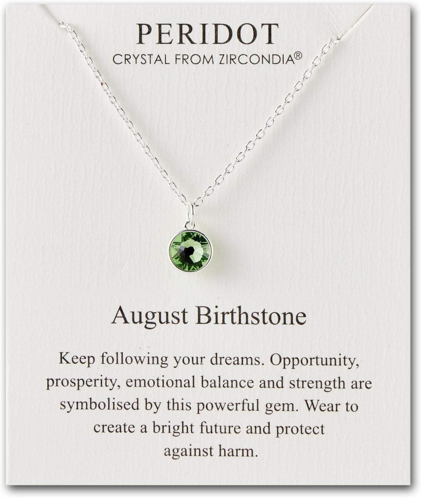 August (Peridot) Birthstone Necklace Created with Zircondia® Crystals