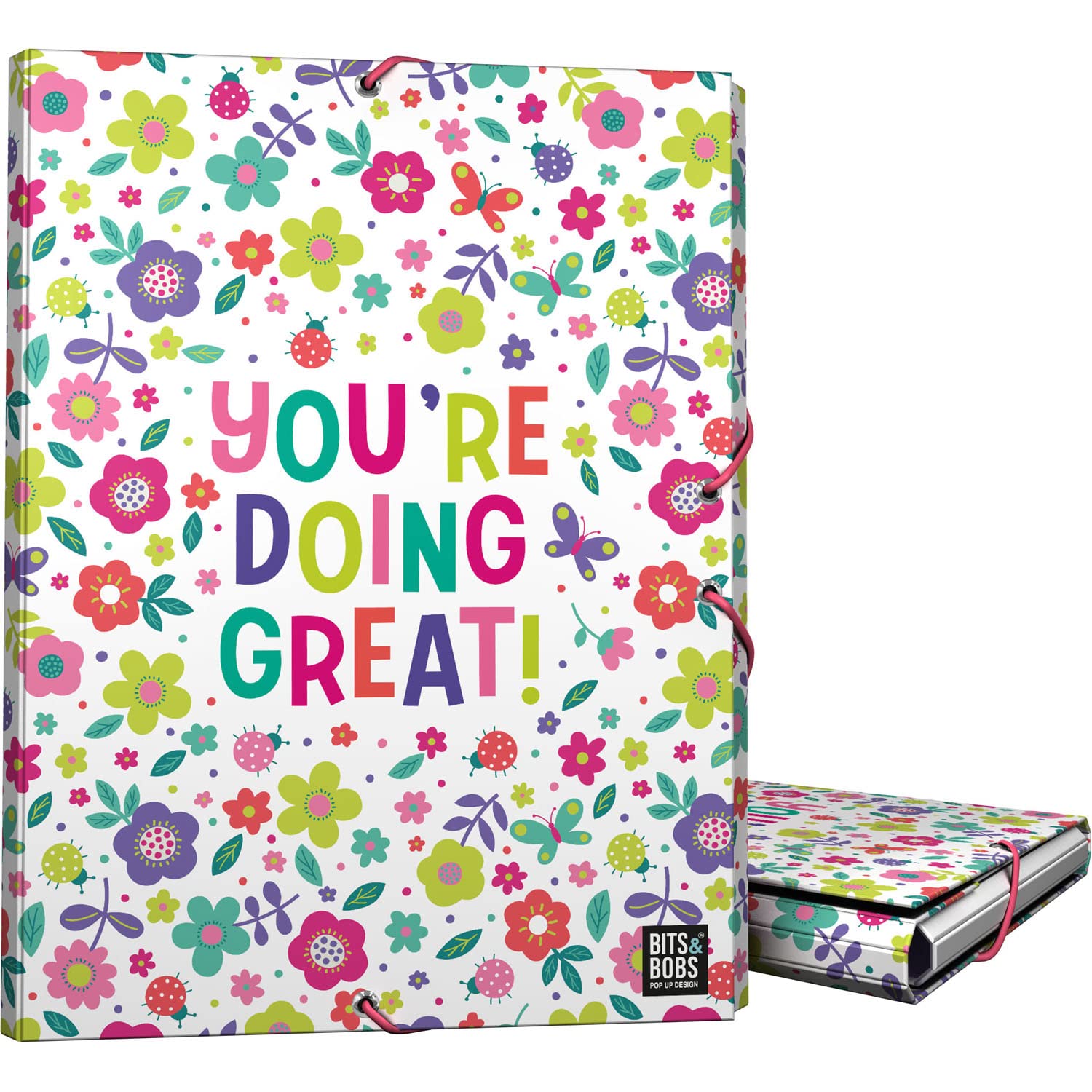 Grafoplás | 3 Flap Folder | Lined Cardboard | Hardcover | Folio Size | Bits & Bobs Pop Up Design, Great | FSC Certified