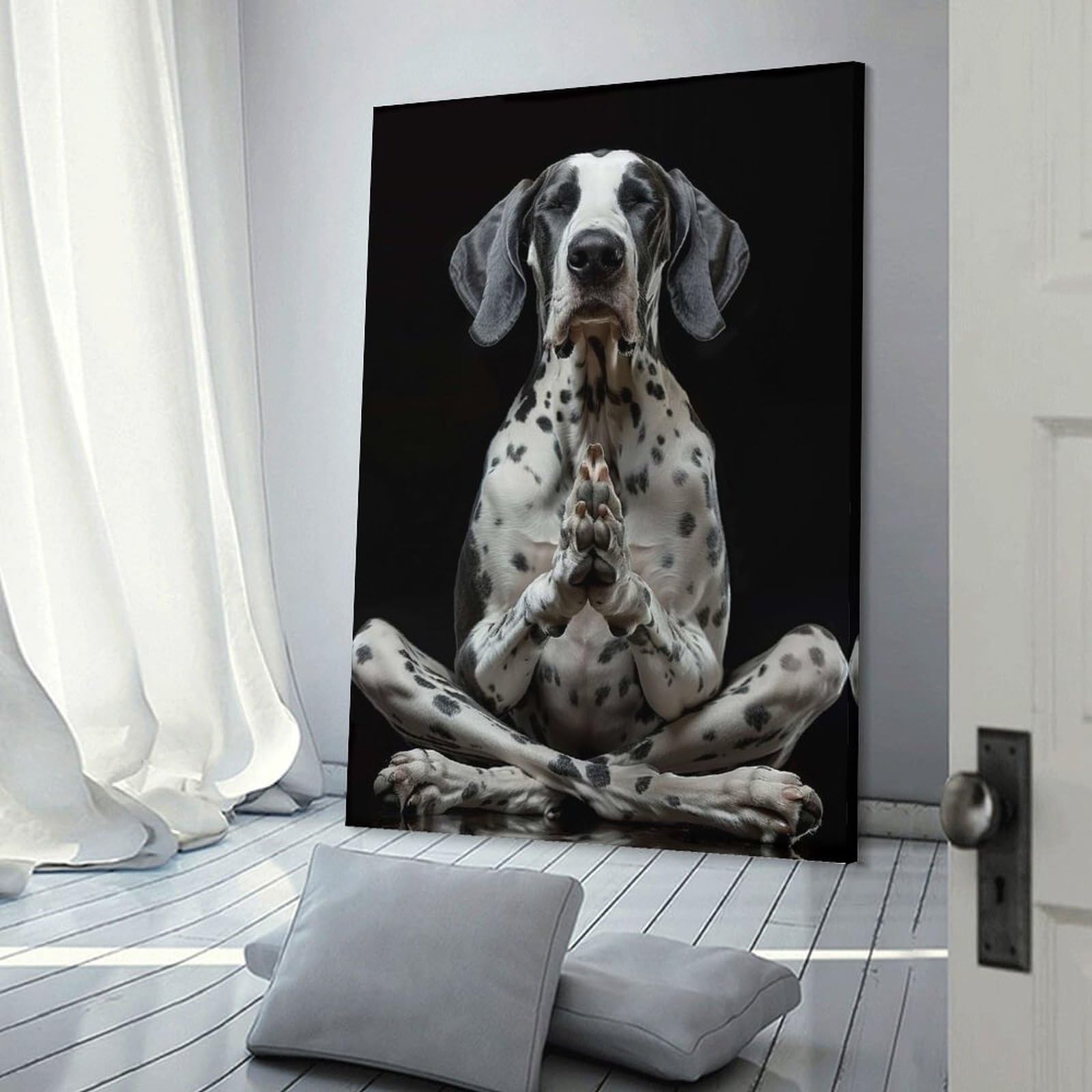 Junmoney Great Dane Yoga Relax Canvas Wall Decor 20x30inch(50x75cm), for Calm Bedrooms, Home Corners Or Flats, An Easy Wall Refresh for Bedrooms