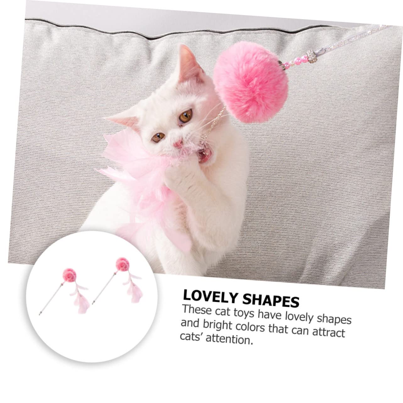 Amosfun 6stücke Katzenangel Spielzeug Mit Plüschbällen Und Federn Interaktive Katzenspielzeuge Für Aktives Spielen Und Training Für Katzen Und Kätzchen