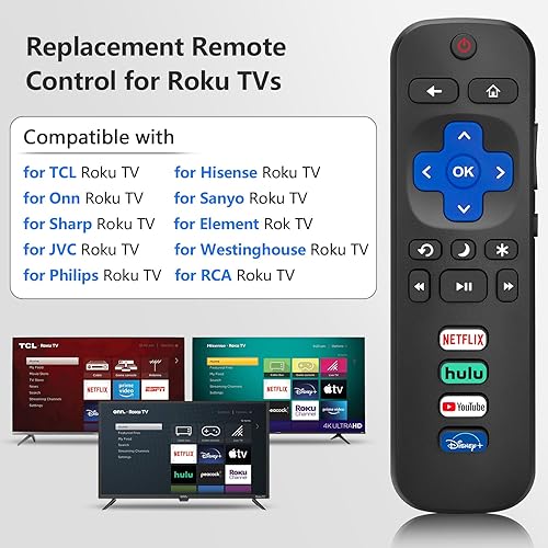 Miniatura 2 de Paquete de 2 controles remotos de repuesto para Roku Smart TV, compatible con TCL RokuHisense RokuOnn Roku Smart TV (no para Roku Stick y Box)