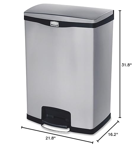 Miniatura 13 de Papelera acero inoxidable con pedal Rubbermaid Commercial Slim Jim, Negro (Black Trim), 1
