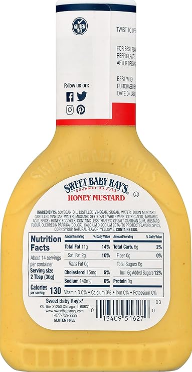 Sweet Baby Ray's Dipping Sauce, Honey Mustard , 14 OZ (Pack of 2)