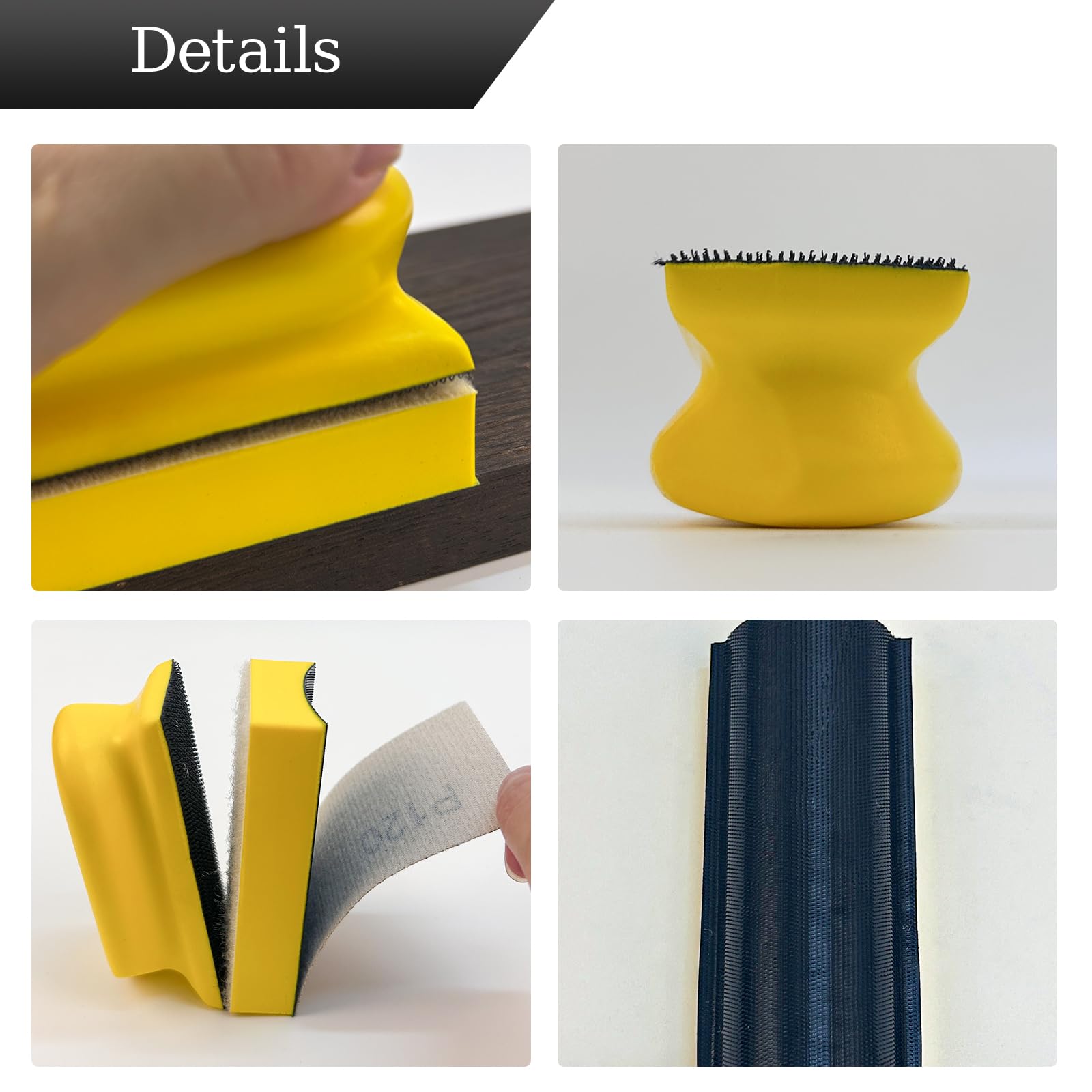 Set di 16 Blocchi Abrasivi Manuali | Kit Professionale di Tamponi Abrasivi con Gancio e Passante con Forme Convesse e Concave per Lavorazione del Legno