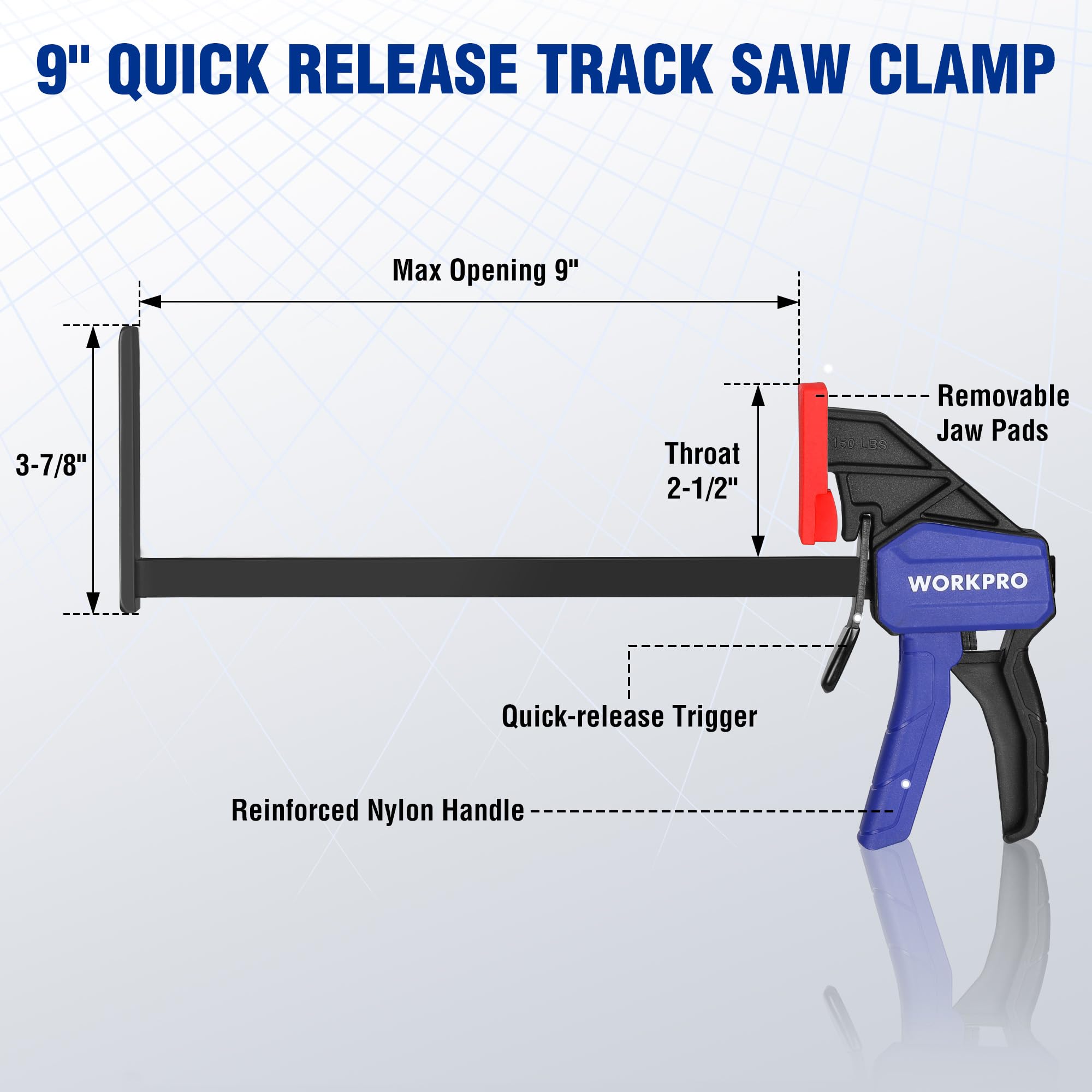 WORKPRO Track Saw Clamps - 150lb Load -2 WORKPRO Track Saw Clamps - 150lb Load -2