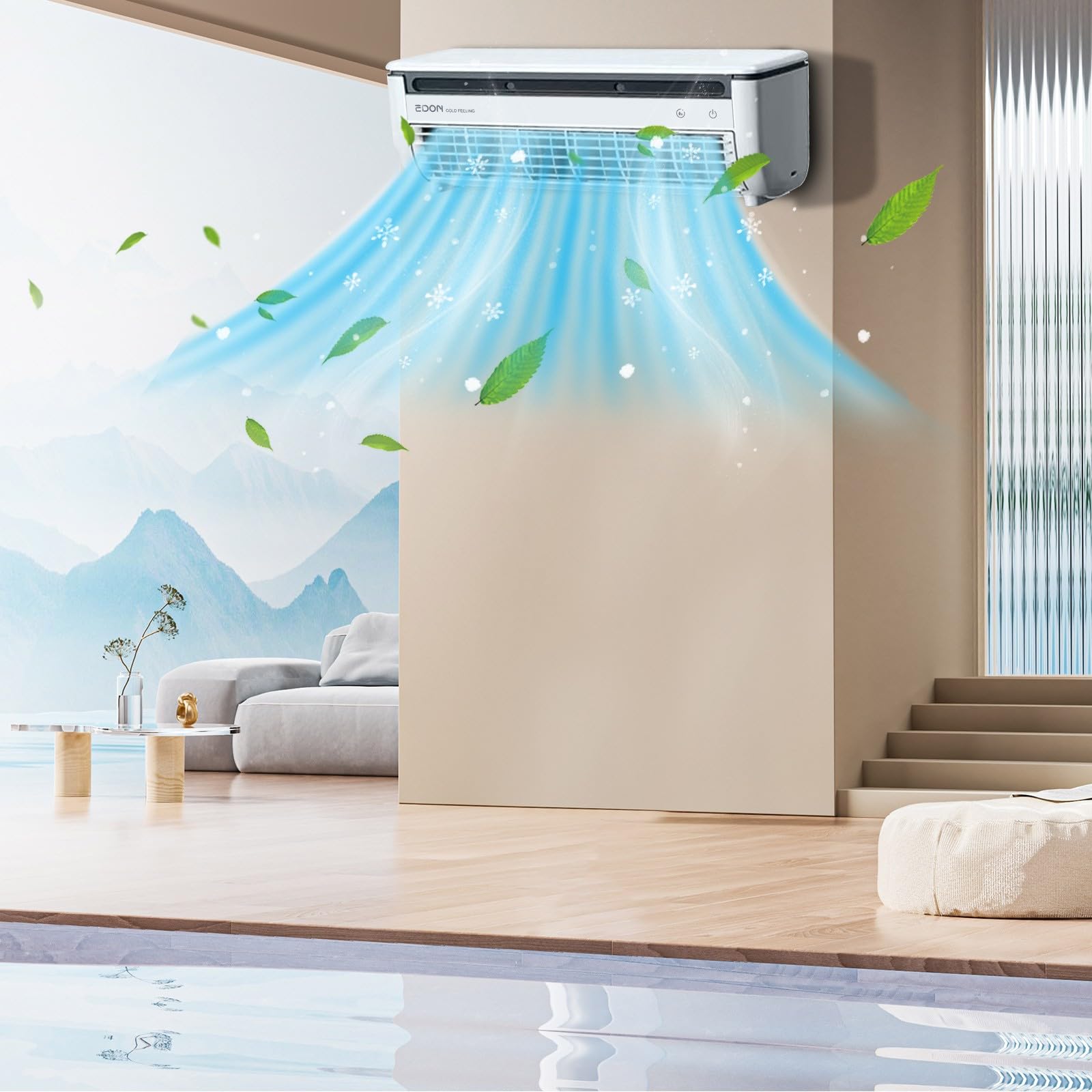 Condizionatore d'aria a doppio uso, unità combinata di raffreddamento e riscaldamento da 9000 BTU, portatile, 4 in 1, raffreddamento, calore, deumidificazione, ventilatore, risparmio