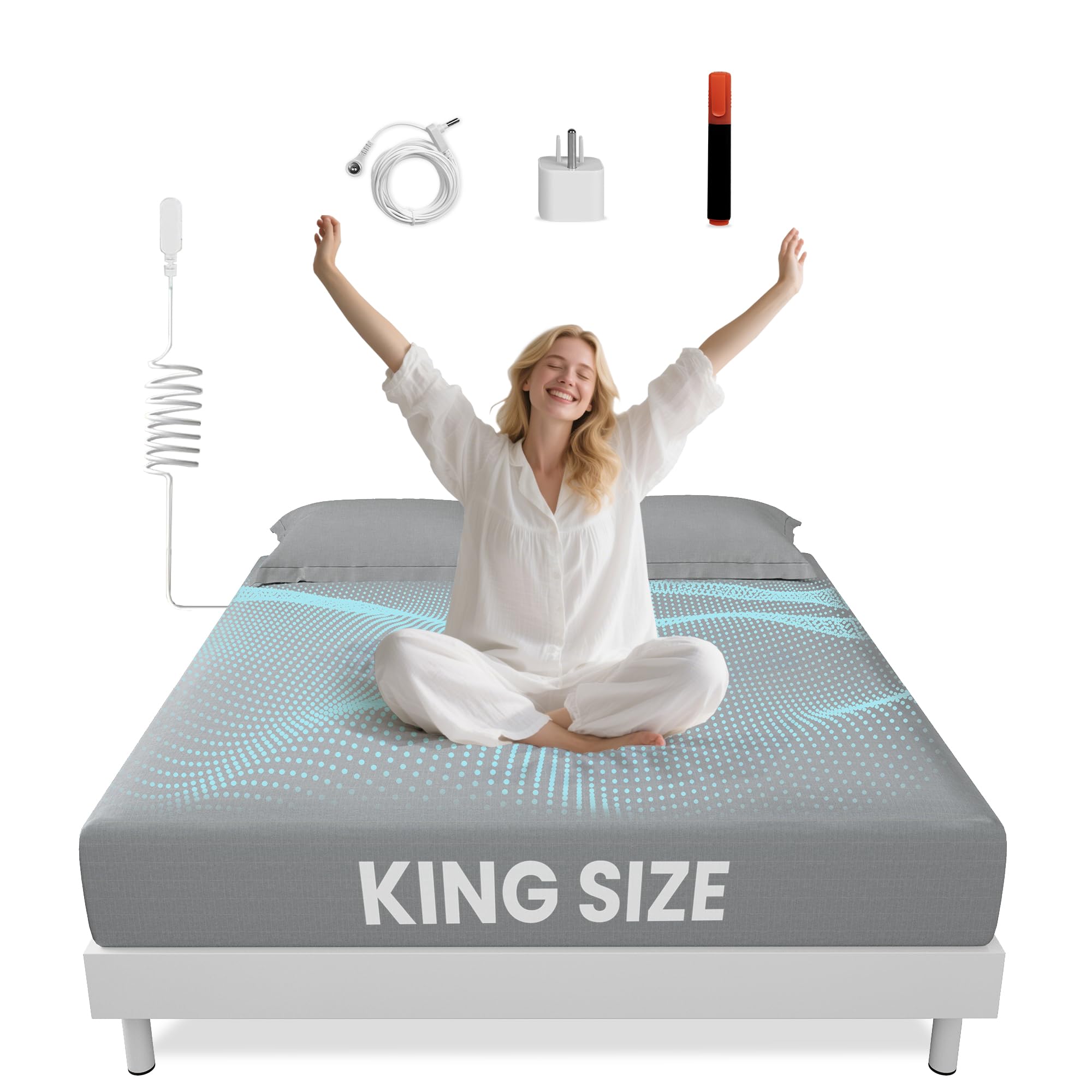 Photo 1 of Grounding Sheets King Size - 90% Organic Cotton + 10% Pure Silver Fitted Bed Sheet for Earthing - 400 Thread Count Deep Pocket Grounded Bedsheets - Improved Sleep Down to Earth Ground Bedding