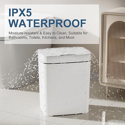 Miniatura 7 de Paquete de 2 cubos de basura de 2.7 galones con tapa, bote de basura automático pequeño e inteligente sin contacto, sensor de movimiento delgado,