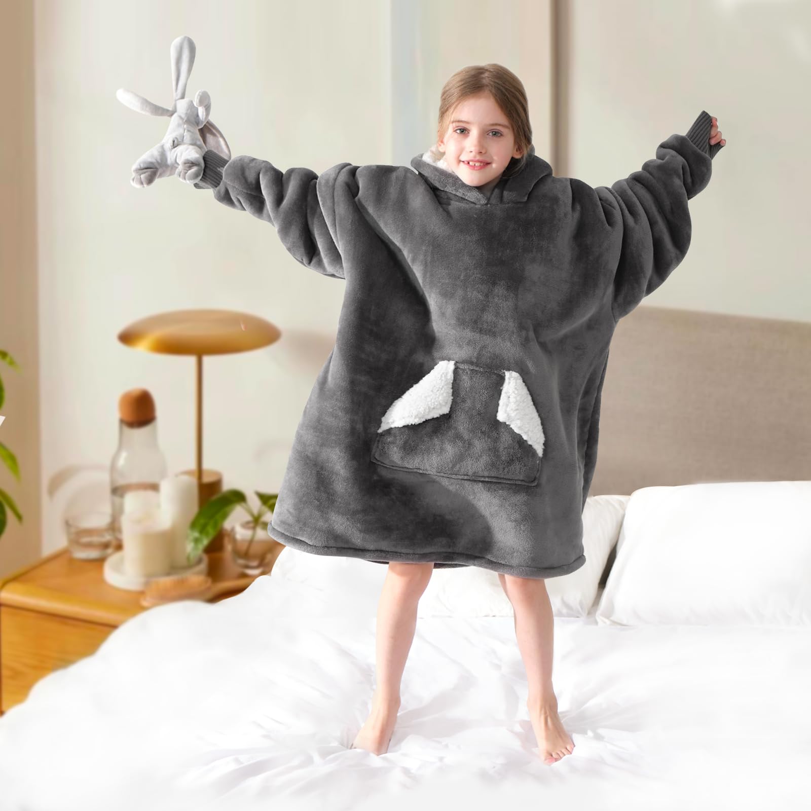 Touchat Wearable Blanket Hoodie, Oversized Sherpa Blanket Sweatshirt