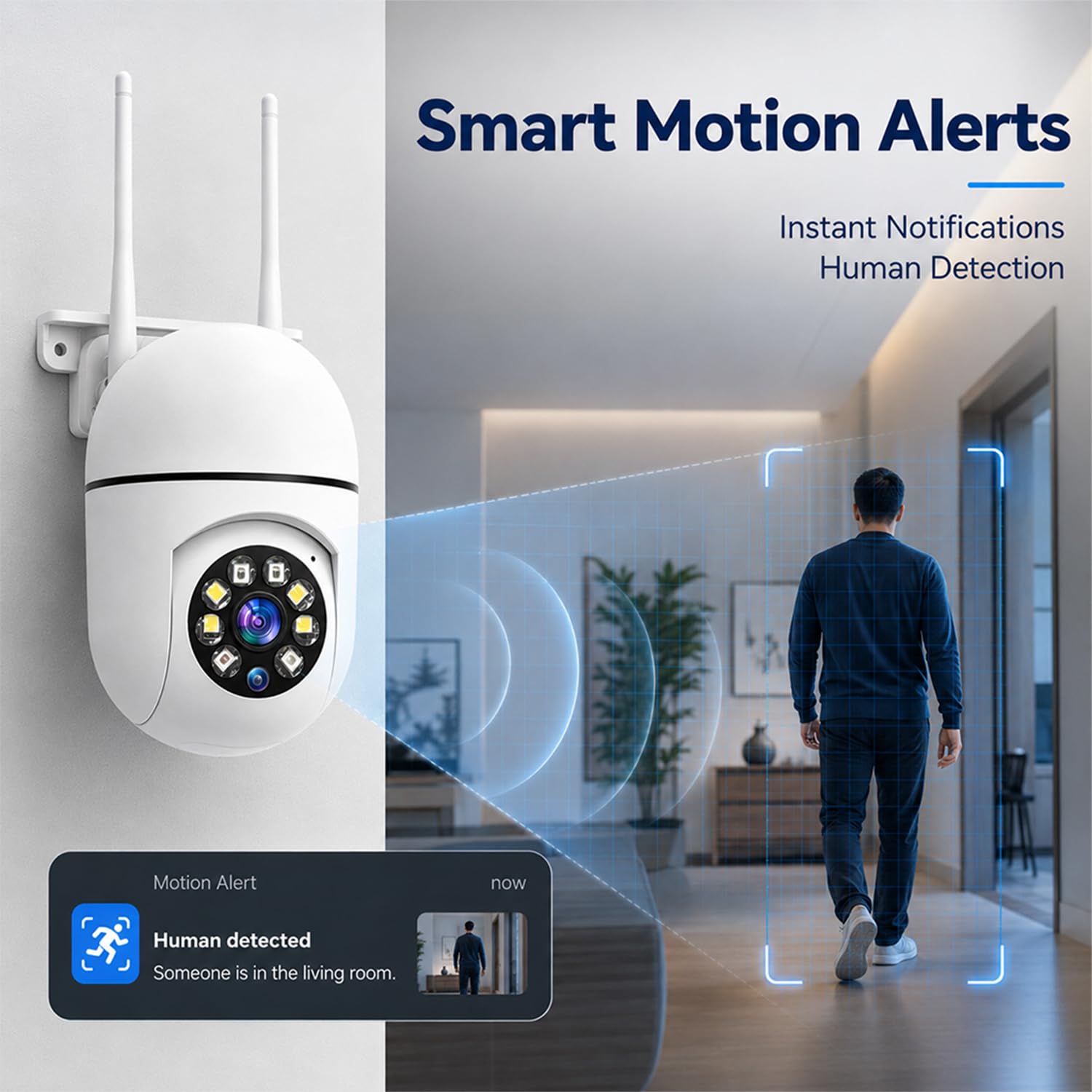 Hawkray Überwachungskamera für den Innenbereich, WLAN, 2,4 & 5 GHz Dualband, 360° Schwenkneigung, Farb-Nachtsicht, Zwei-Wege-Audio, 2 Stück