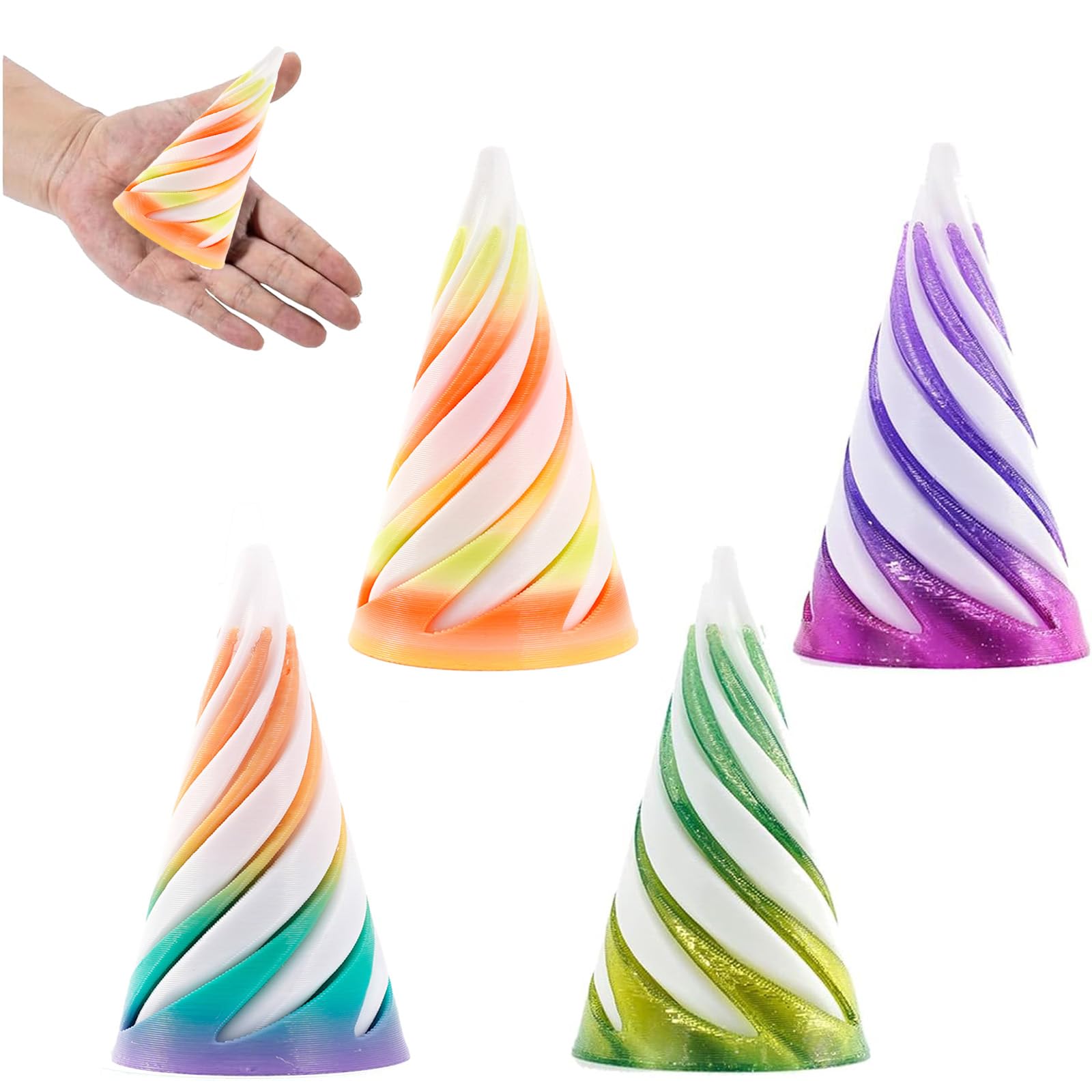 4 PCS Spiral Cone Fidget Toy, Impossible Cone Stress Relief Desk Toy