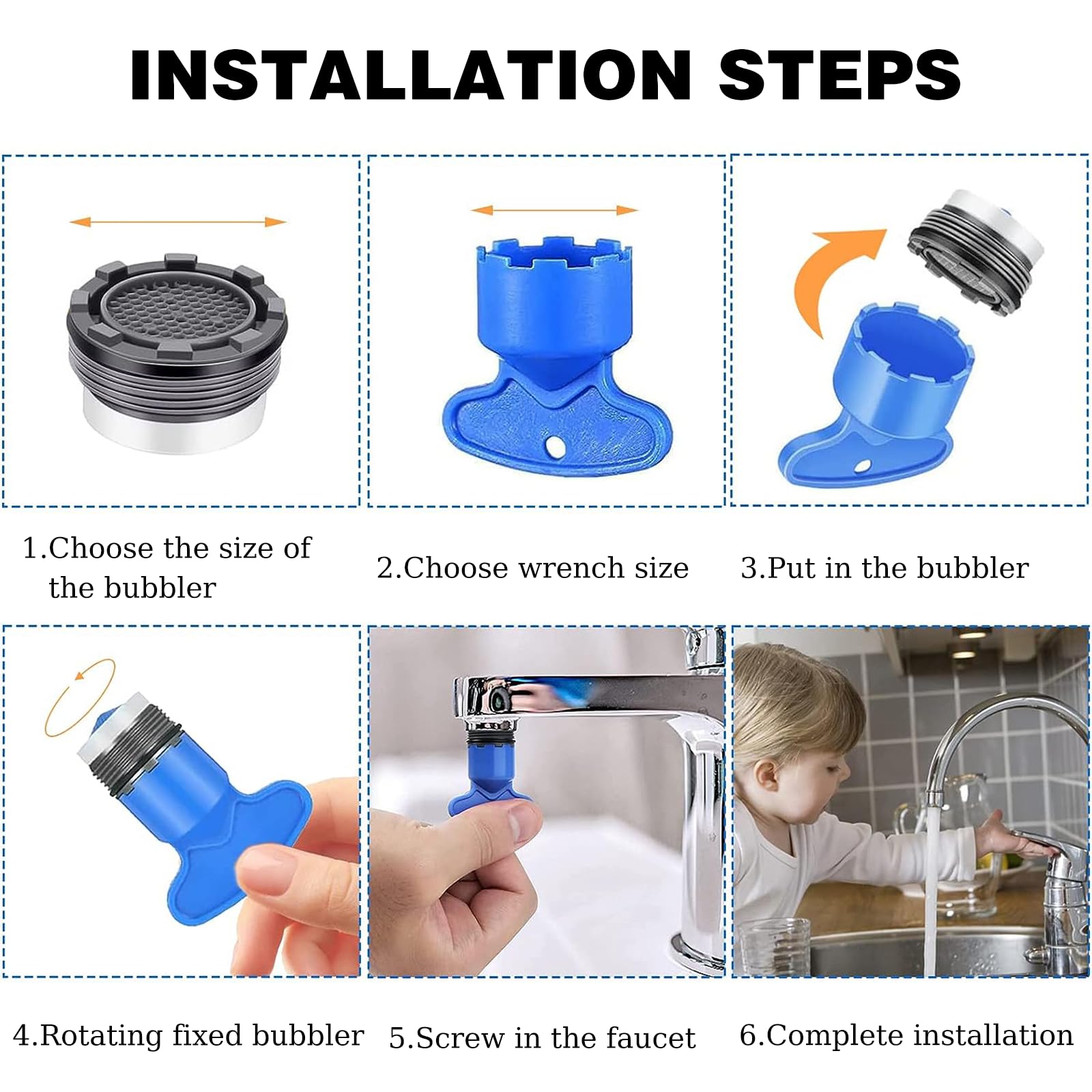 Wasserhahn Adapter Set - 8 Teile Mit 6-in-1 Schlüssel Und Dichtungen