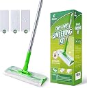 Eyliden Sweeper Mop with 36 Refills - 3 Types of Disposable Dry & Wet Cloths | Lock-Tight Design No Lost Pads, Universal Refills, Multi-Surface Sweeping Starter Kit for Pet Hair, Dust, Floor Cleaning