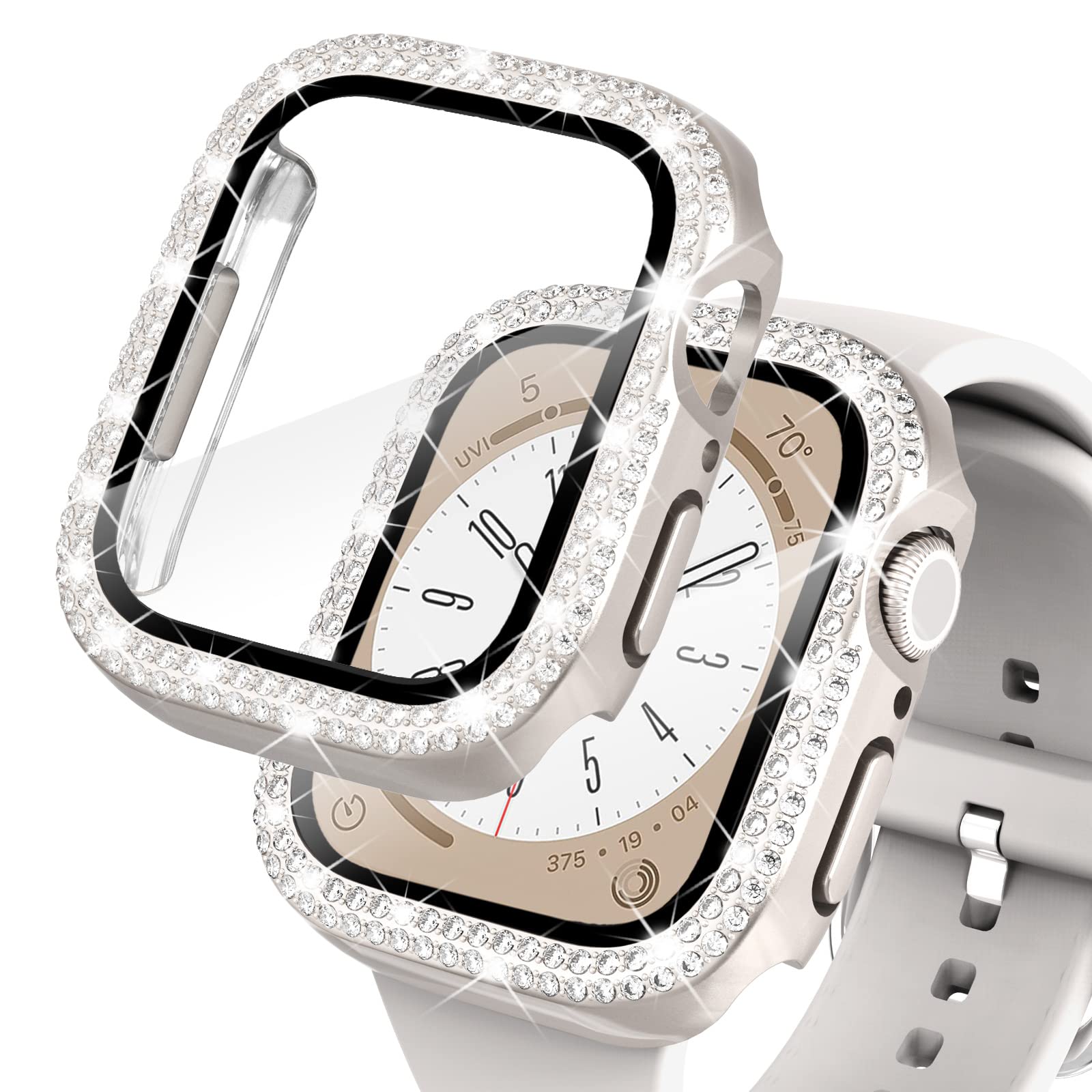 KADES Compatible for Bling Apple Watch Protective Case with Built-in Screen Protector for Apple Watch 40mm iWatch Series SE SE2022 6 5 4 (40mm, Starlight)