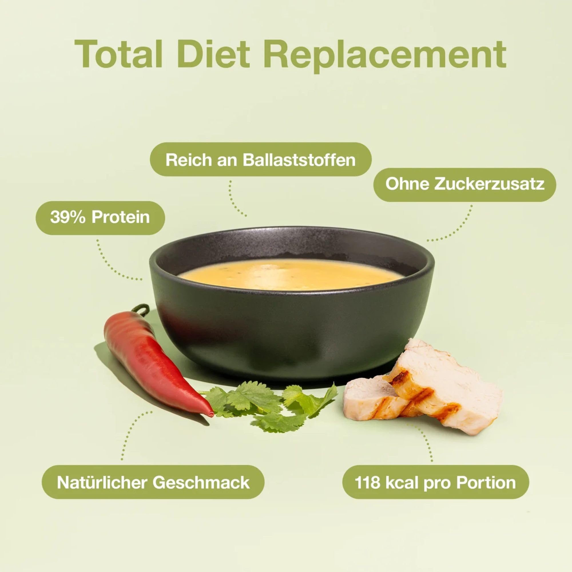 NUPO® Diät Suppe (Spicy-Thai Chicken) | Glutenfrei & Wenig Kalorien | Eiweißreicher Mahlzeitenersatz Pulver Fastensuppe | Diät Suppen zum Abnehmen | Vitamine & Mineralstoffe | Low Carb Suppen