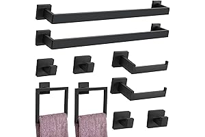 10-Piece Matte Black Bathroom Hardware Accessory Set for Modern Farmhouse