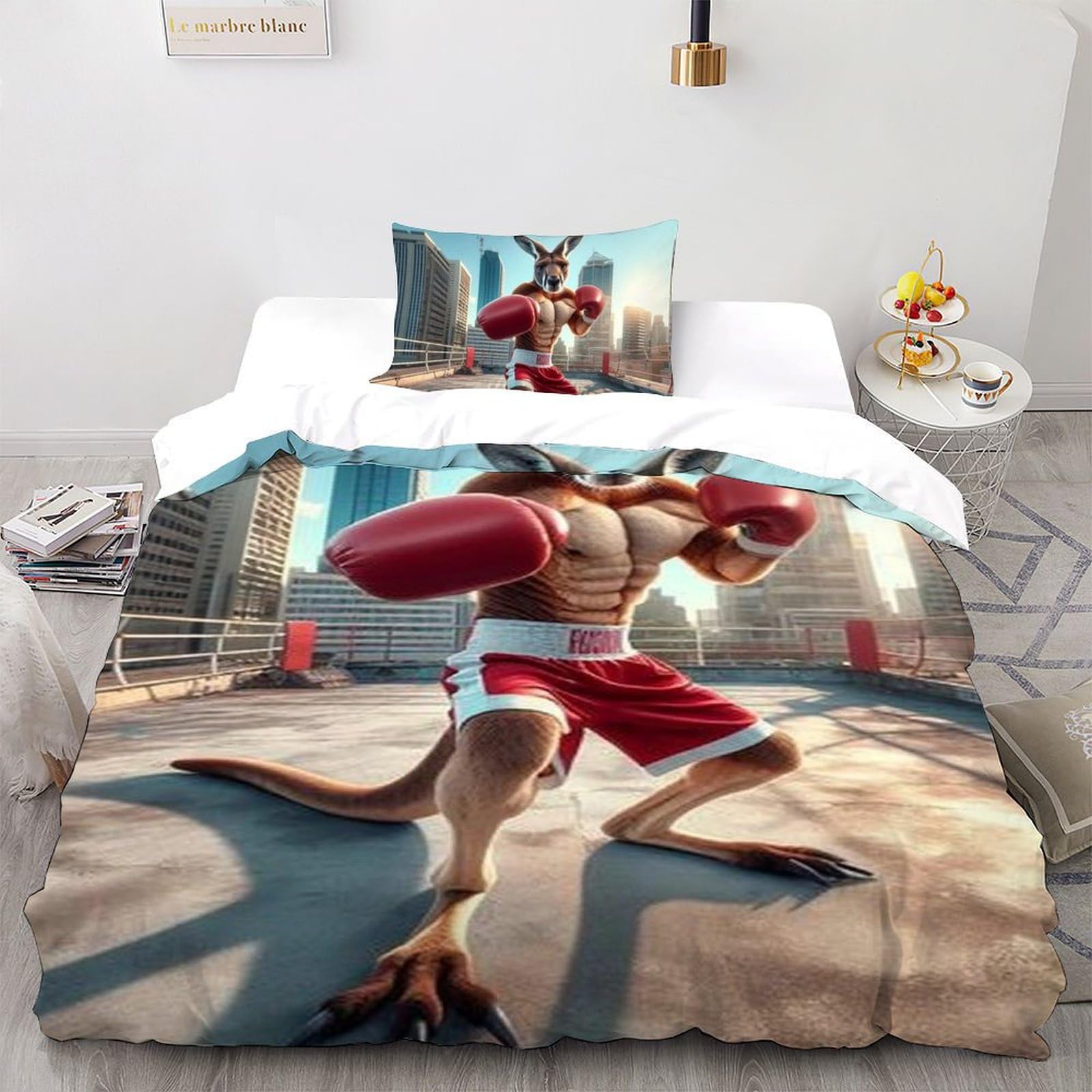 Housse de couette 135x200cm animaux lit simple microfibre imprimé 3d taies