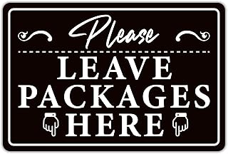 Please Leave Packages and Deliveries Here Sign Sticker，Self-Adhesive Waterproof Vinyl Delivery Signs for Packages, Place Packages Here for Home，Office，Shop，Box, Door（11.6" x 7.8 "）
